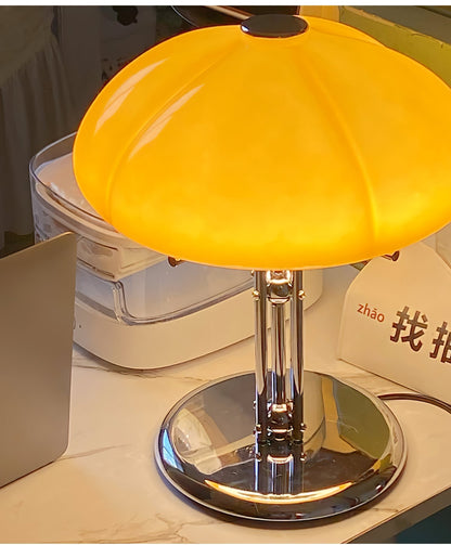 Tischlampe Pilz Bauhaus – Modernes Design mit Amberglas-Schirm