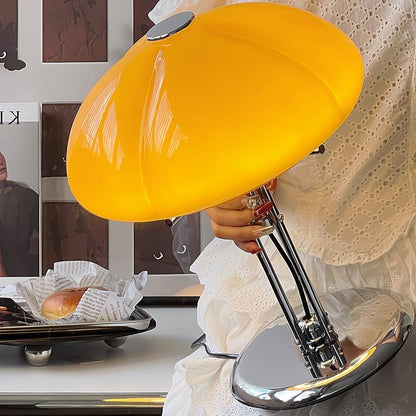 Tischlampe Pilz Bauhaus – Modernes Design mit Amberglas-Schirm