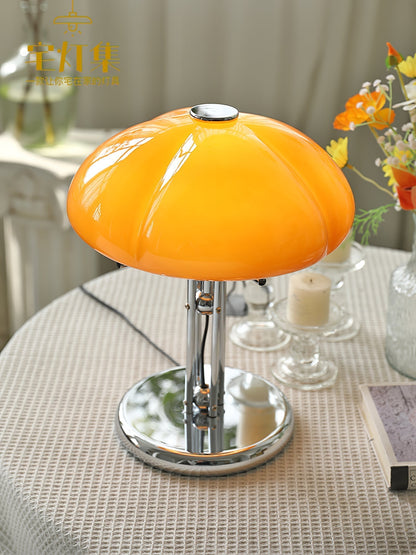 Tischlampe Pilz Bauhaus – Modernes Design mit Amberglas-Schirm