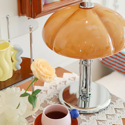 Tischlampe Pilz Bauhaus – Modernes Design mit Amberglas-Schirm