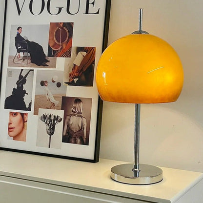 Tischlampe Pilz Bauhaus – Modernes Design mit Amberglas-Schirm