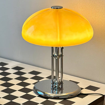 Tischlampe Pilz Bauhaus – Modernes Design mit Amberglas-Schirm