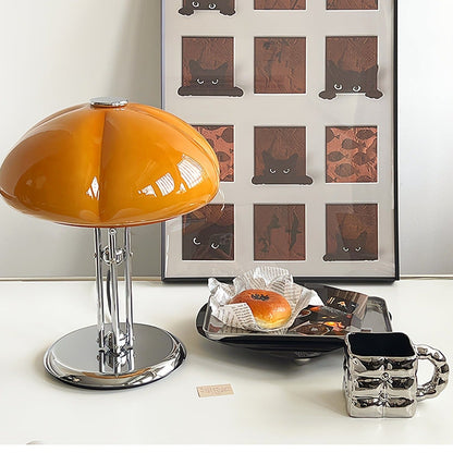 Tischlampe Pilz Bauhaus – Modernes Design mit Amberglas-Schirm