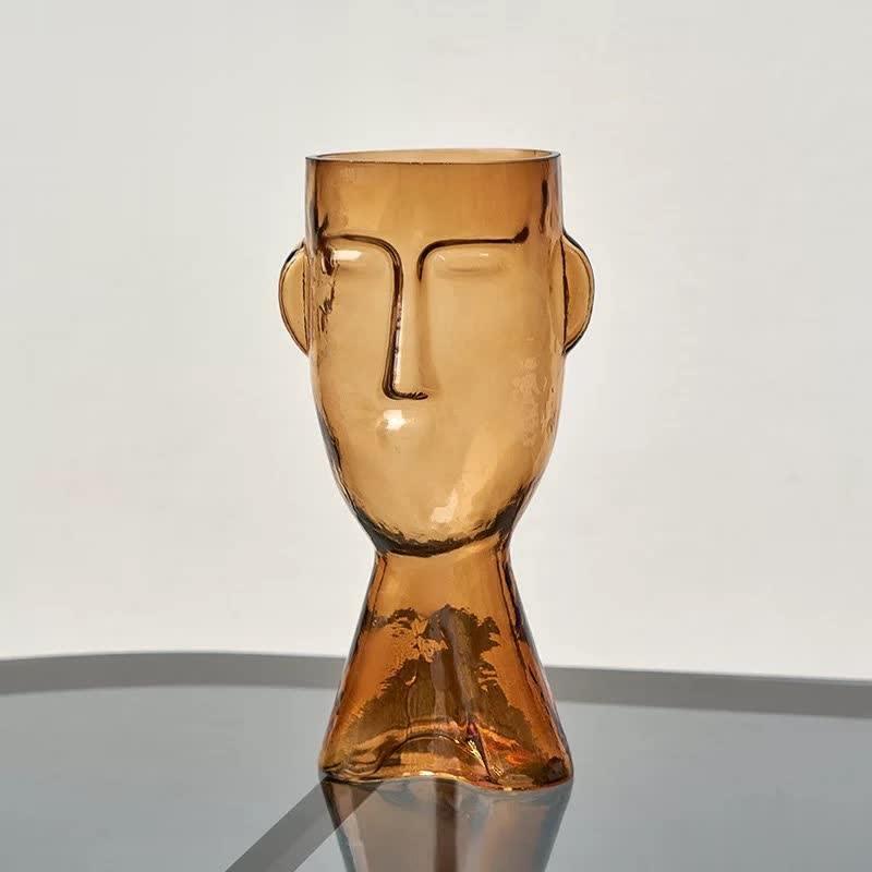 Garduru Glas Vase mit Gesichtsmotiv | Handgefertigt | Kunstvolles Design | Dekoration für Zuhause