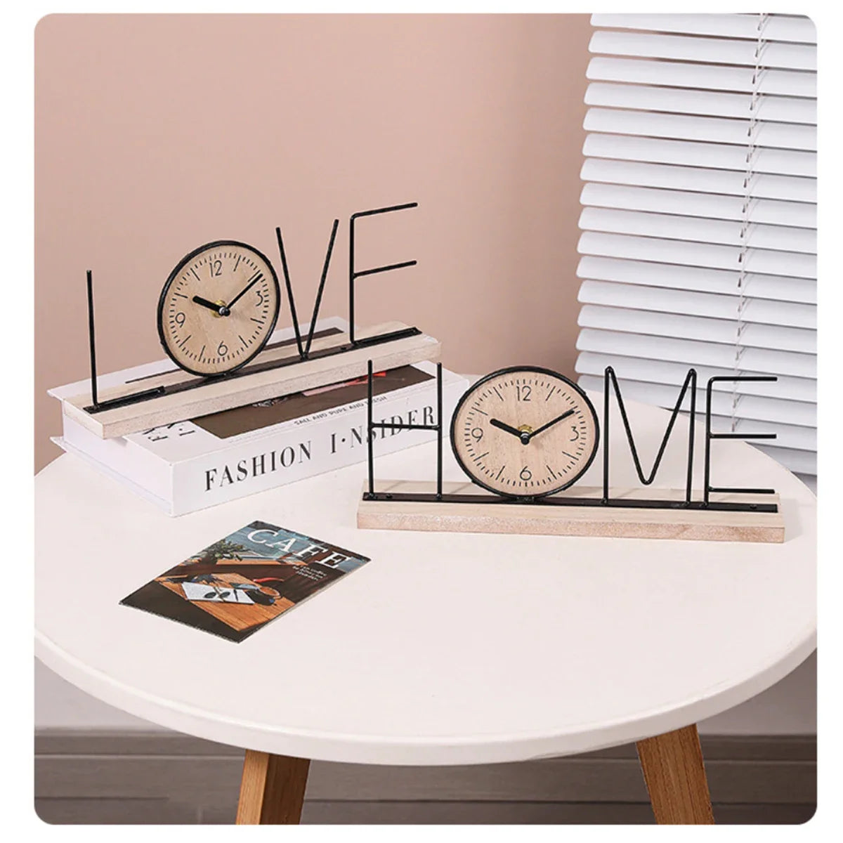 Tischuhr – Home/Love Schreibtischuhr – stilvolle Heimdekoration – 12 x 30 cm