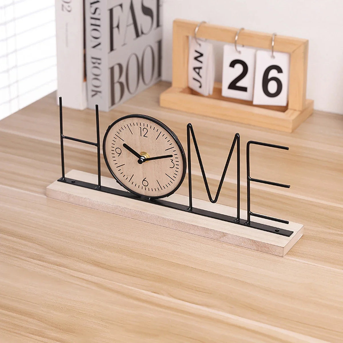 Tischuhr – Home/Love Schreibtischuhr – stilvolle Heimdekoration – 12 x 30 cm