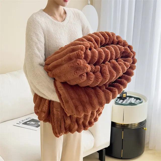 Gerippte Plüsch Chenille Wurfdecke