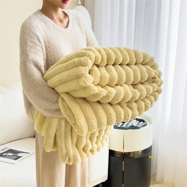 Gerippte Plüsch Chenille Wurfdecke