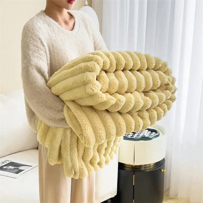 Gerippte Plüsch Chenille Wurfdecke