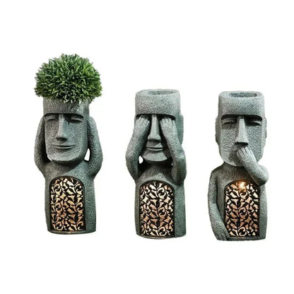 LED-Blumentopf im Moai-Design – Dekorativ & Funktional