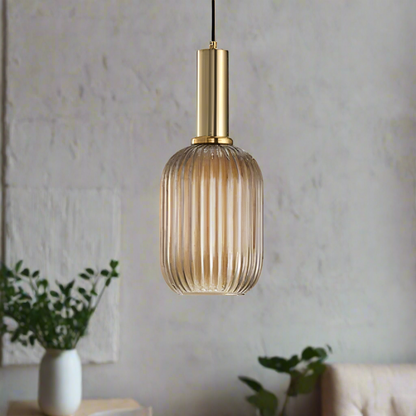 RoyaleGlow Texturiertes Glas Pendelleuchte – Elegante verstellbare Deckenleuchte für moderne Innenräume