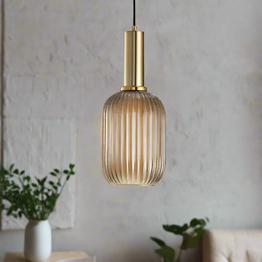 RoyaleGlow Texturiertes Glas Pendelleuchte – Elegante verstellbare Deckenleuchte für moderne Innenräume