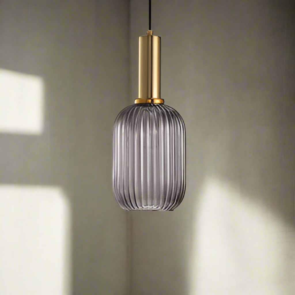 RoyaleGlow Texturiertes Glas Pendelleuchte – Elegante verstellbare Deckenleuchte für moderne Innenräume
