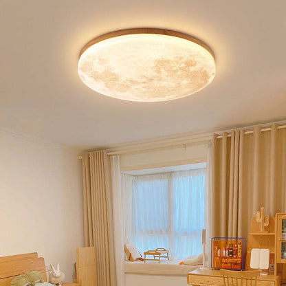 Garduru LED Deckenleuchte | Mond-Design | Dimmbar | Holzoptik | Stimmungsvolle Beleuchtung für Zuhause