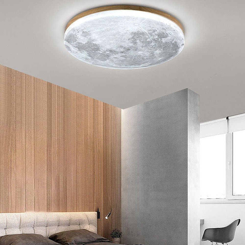 Garduru LED Deckenleuchte | Mond-Design | Dimmbar | Holzoptik | Stimmungsvolle Beleuchtung für Zuhause