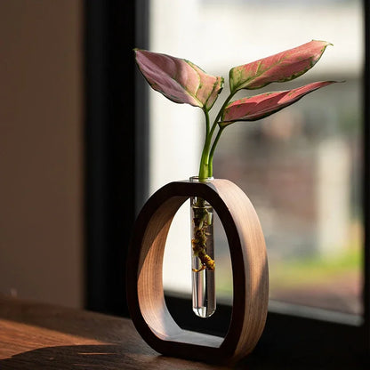Garduru - Handgefertigter Holzrahmen Mit Klarer Glasvase Für Minimalismus