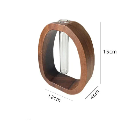 Garduru - Handgefertigter Holzrahmen Mit Klarer Glasvase Für Minimalismus