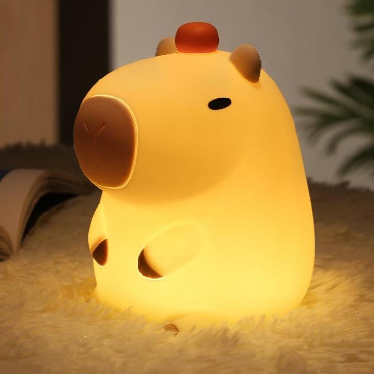 Orange Capybara Squishy Silikon LED Nachtlicht - Perfektes Geschenk für Kinder und Mädchen