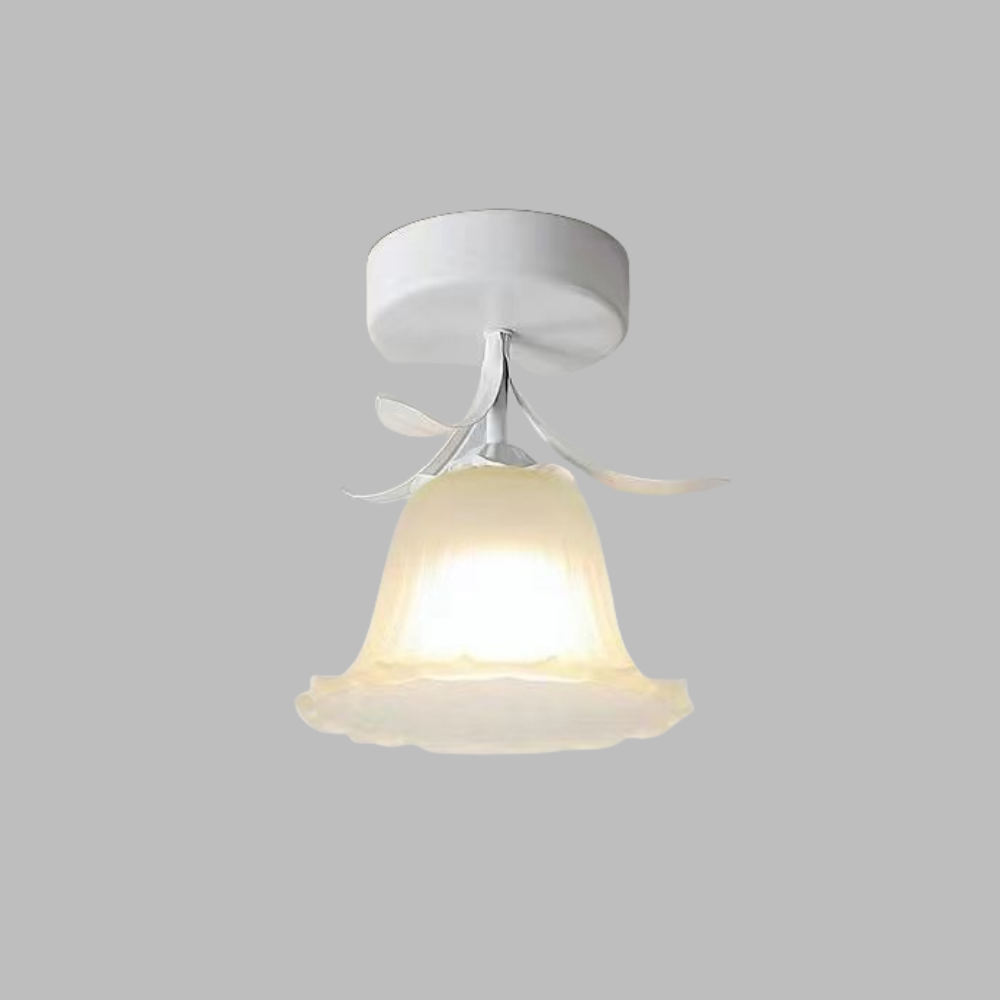 Deckenleuchte mit floralem Glas-Schirm-Design