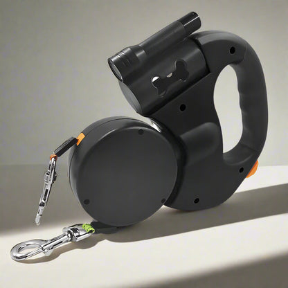 Furora Dual Dog Leash mit Taschenlampe & Kotbeutelhalter – Verwicklungsfreies Gassigehen für zwei Hunde