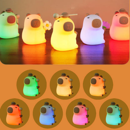 Garduru 2024 Capybara Silikon Nachttischlampe | Squishy & Kinderfreundlich | Perfektes Geschenk für Kinder und Mädchen