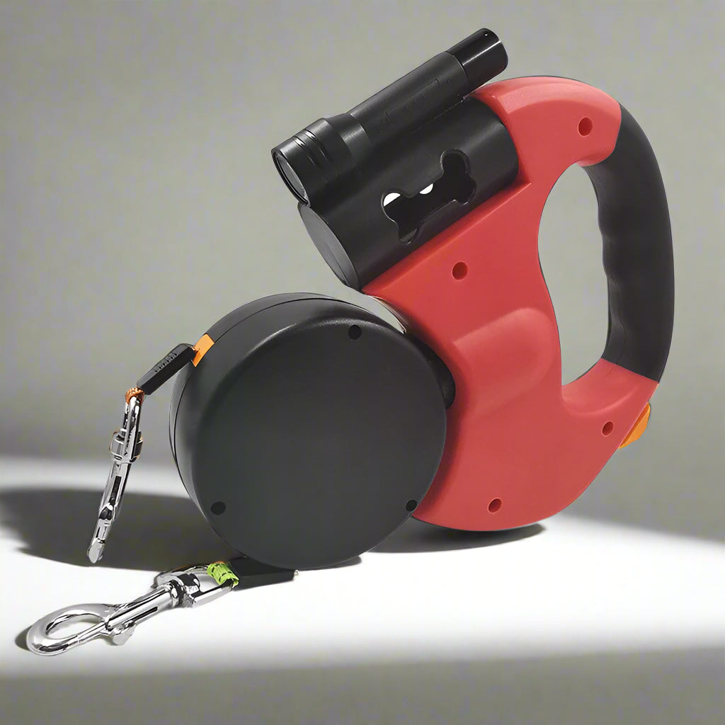 Furora Dual Dog Leash mit Taschenlampe & Kotbeutelhalter – Verwicklungsfreies Gassigehen für zwei Hunde