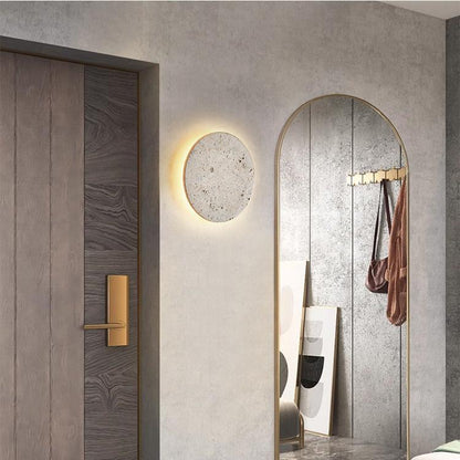 Runde Travertin LED Wandleuchte | LumeStone