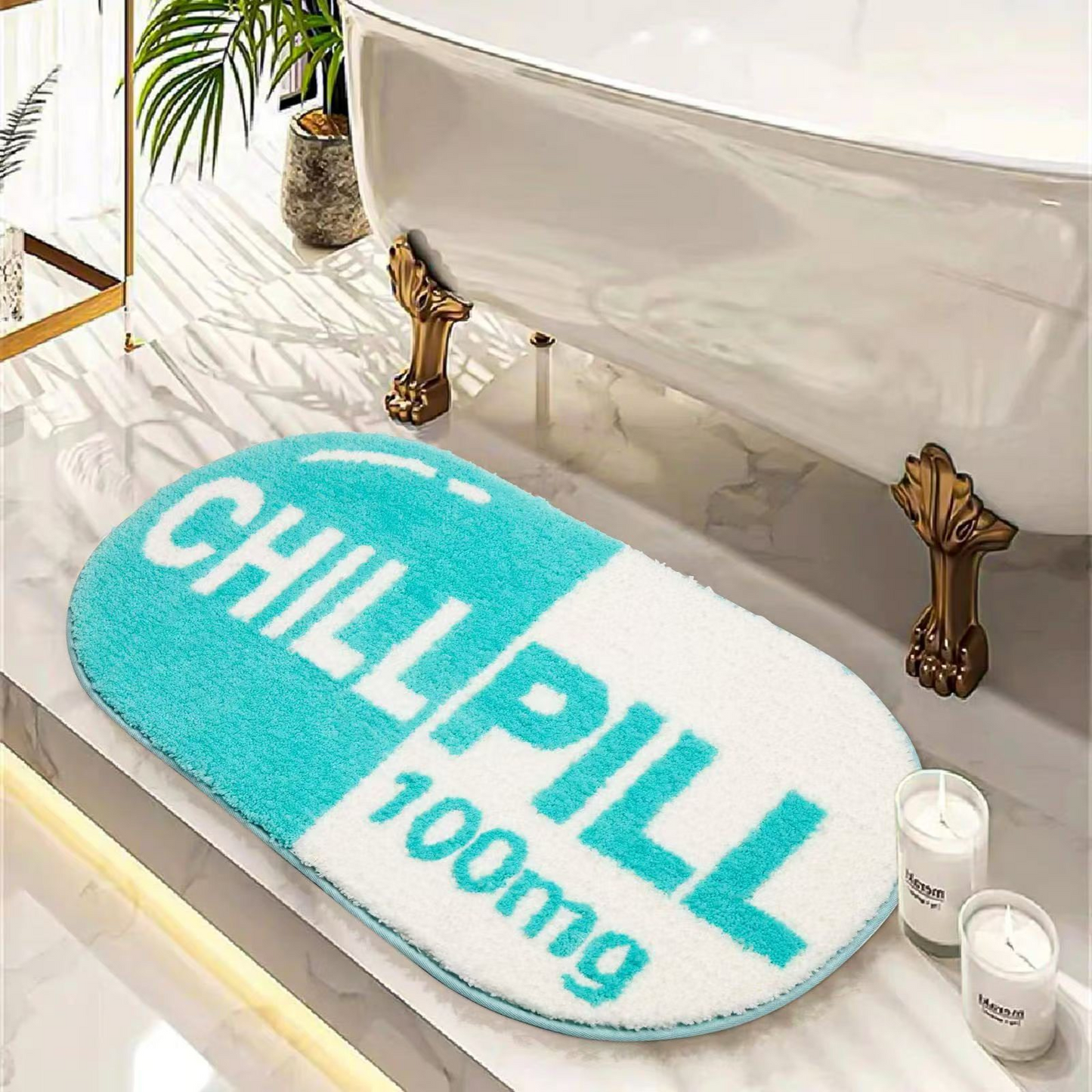 Verspielter pillenförmiger Teppich mit weicher Textur und strapazierfähigem Design – 120x80 cm in beruhigenden Farben