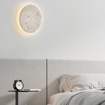 Runde Travertin LED Wandleuchte | LumeStone