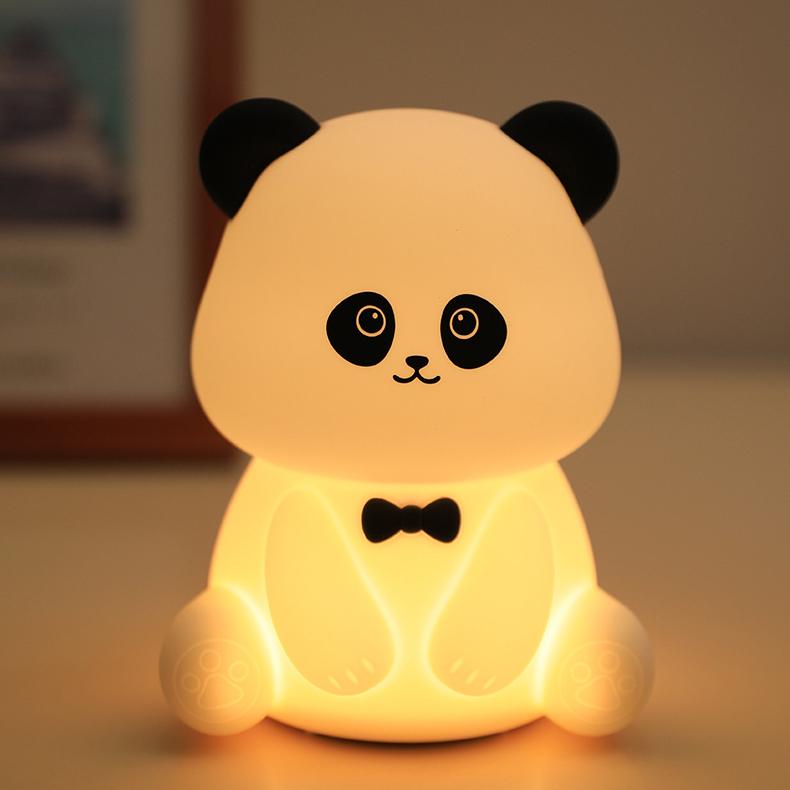 Quetschbares Silikon Regenbogen Panda LED Nachtlicht - Perfektes Geschenk für Kinder und Mädchen