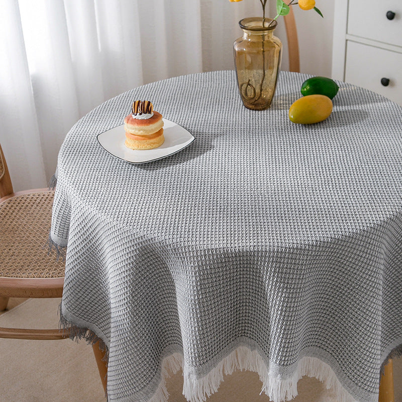 Waffel Moderne Tischdecke, gestrickte Stoffspitze Kaffeetuch, runde Tischdecke, rechteckige Tischdecke