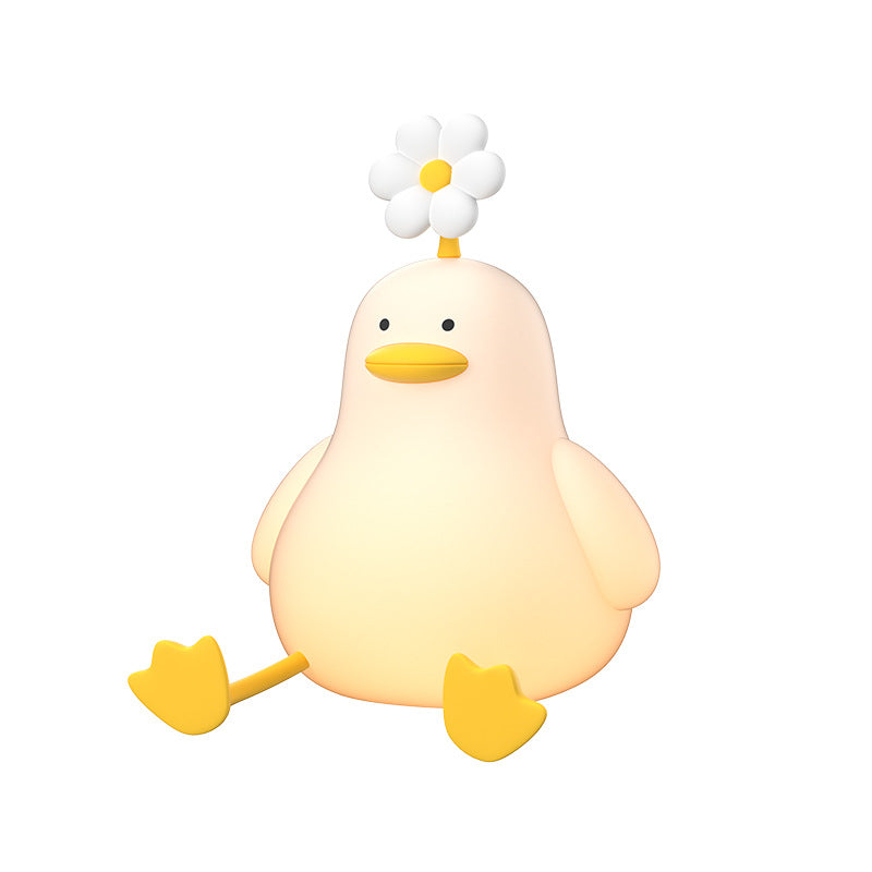 Kawaii Flower Duck LED Squishy Nachtlicht Für Geschenk USB Wiederaufladbare Ente Lampe