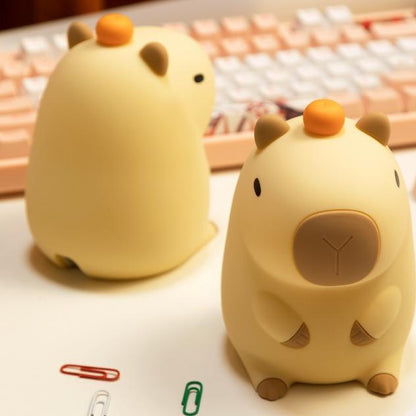 Orange Capybara Squishy Silikon LED Nachtlicht - Perfektes Geschenk für Kinder und Mädchen