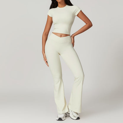 Zweiteiliges Set kurzer Oberteil und ausgestellte Leggings - Pastell Traumfänger