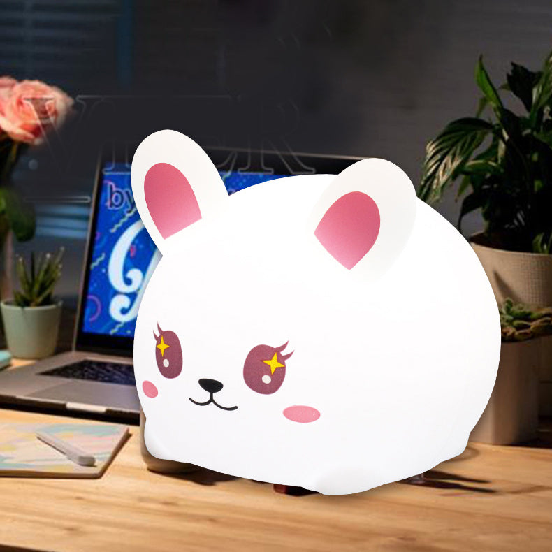 Squishy Silikon Große Gesicht Bunny LED Nachttischlampe - Perfektes Geschenk für Kinder und Mädchen