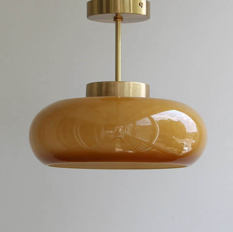 Deckenleuchte Vintage Glas Messing Semi Flush