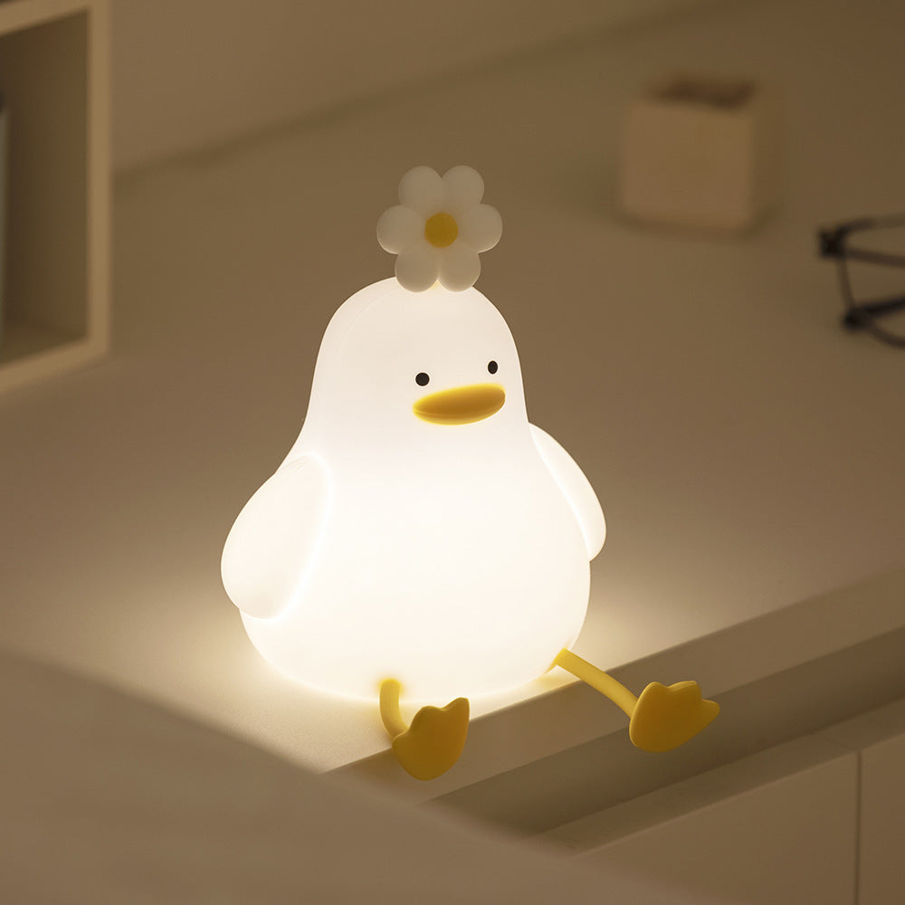 Kawaii Flower Duck LED Squishy Nachtlicht Für Geschenk USB Wiederaufladbare Ente Lampe