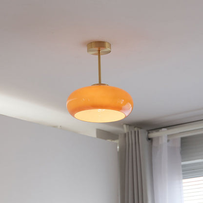 Deckenleuchte Vintage Glas Messing Semi Flush