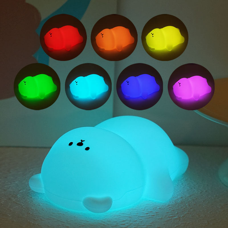 Chubby Bear Nachtlicht 8 Farben LED Quitsch Silikon Tipplampe Bestes Geschenk für Baby und Mädchen