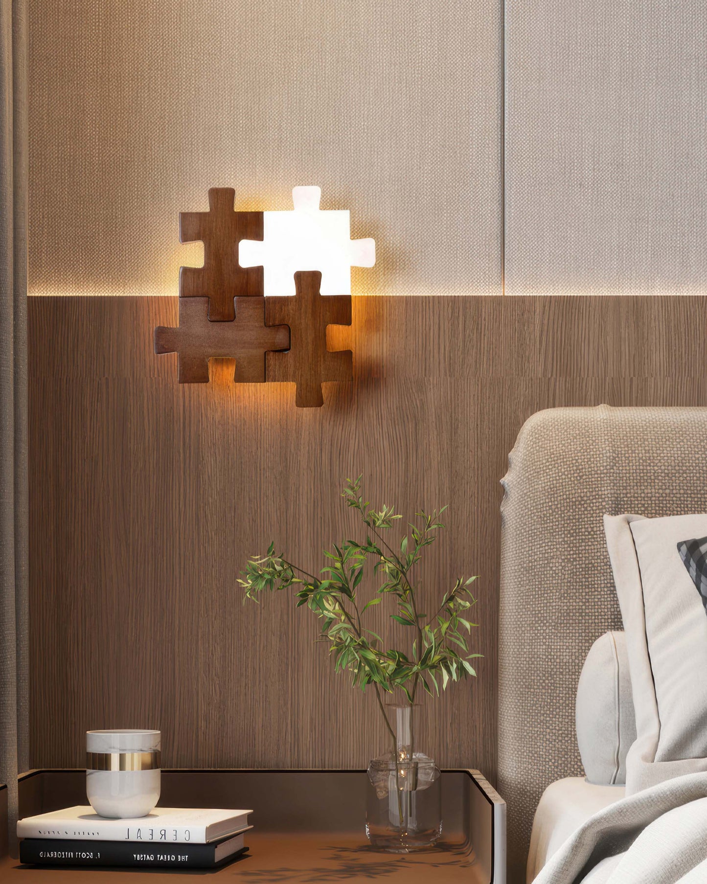 Nordic Wood Puzzles Light LED Wandleuchte