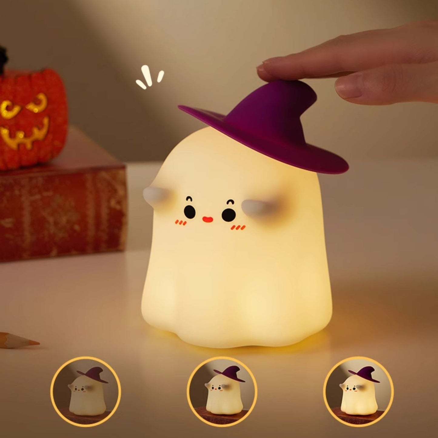 Halloween Geist LED Squishy Tap Tap Nachtlicht Lampe