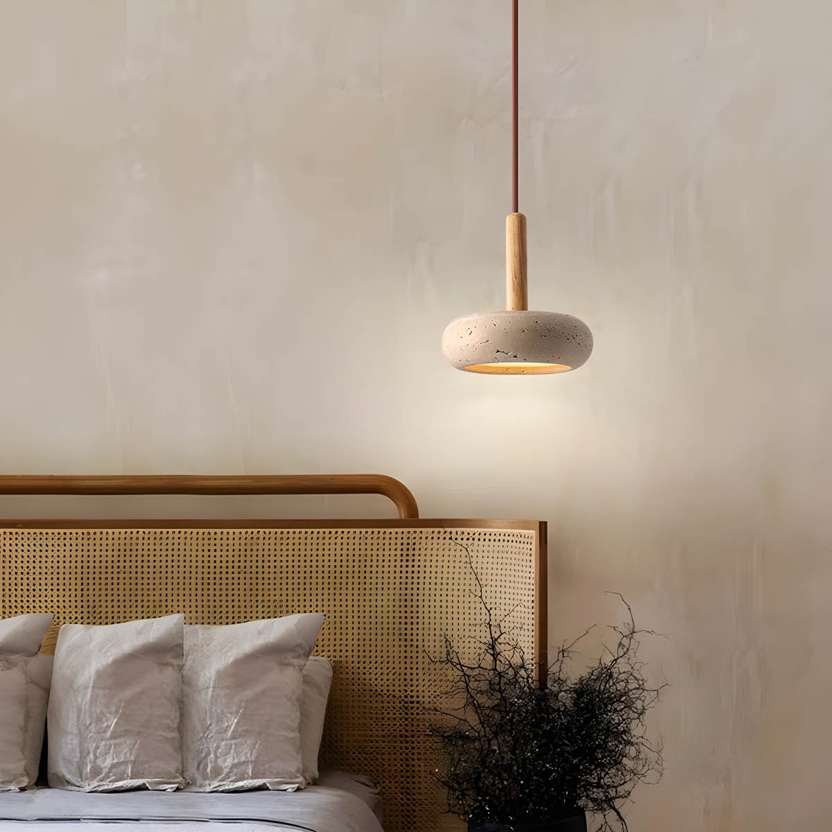 Suspension OSHO Stone – Lampe aus natürlichem gelbem Travertin LED, elegantes und langlebiges Licht