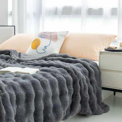 PLUSHWARMTH LUXUS FLIESSENFELL WURFDECKE FÜR BETT UND SOFA