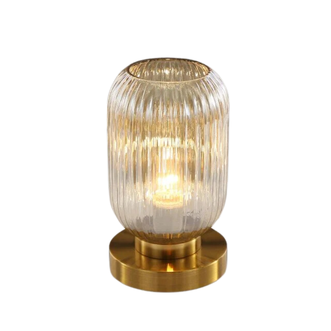 Elegante Tischlampe aus Glas und Eisen mit E27 Lampenfassung