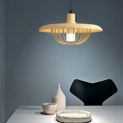 Aufhängung Imitation Holz - Hängeleuchte im nordischen Stil mit industriellen Details