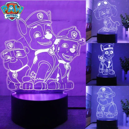 Paw Patrol Nachtlicht für Kinder - 3D Cartoon Schlafzimmer Dekorlampe