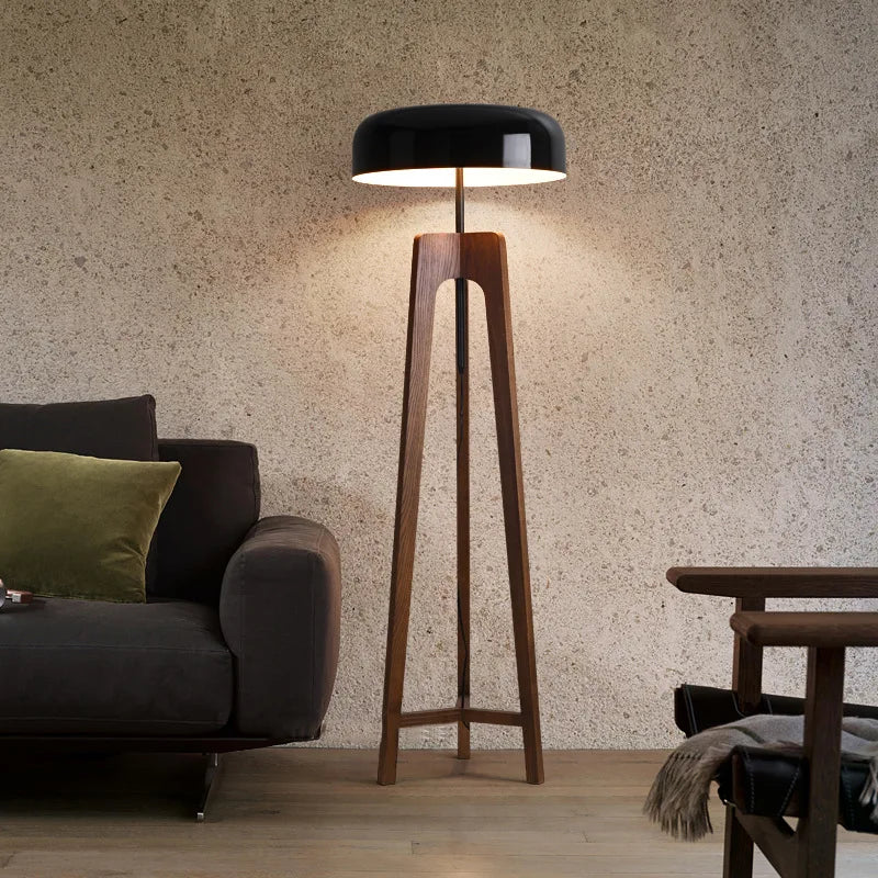 Stehlampe – klassisches Holz-Bambus-Design – Walnuss