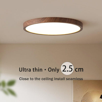 Garduru Zirkuläre Deckenleuchte – Schlanker Walnuss-Effekt LED für ein modernes Zuhause