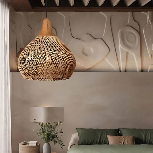 Rattan Boho-inspirierte Pendelleuchte