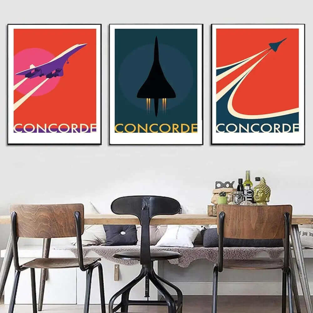 Retro Concorde Flugzeug Poster auf Leinwand